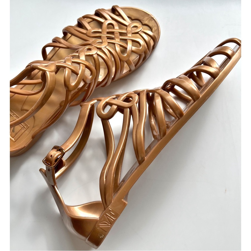 Diane Von Furstenburg Jaya bronzed gold jelly sandals sz 7 - Picture 4 of 9